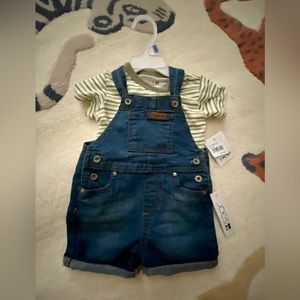 NWT Denim overall shorts set